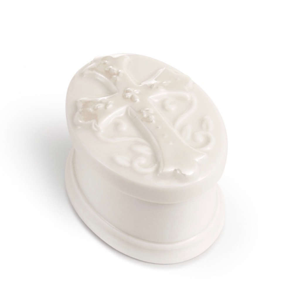 Porcelain Trinket Box for Christians Catholics Baptism Christening Gift
